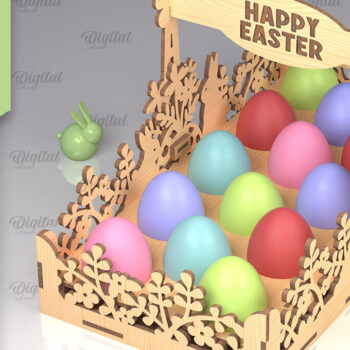 Intra απο ξύλο plywood 3mm-4mm πάχος - Λέιζερ Πασχαλινό Καλάθι Αυγών. Αυγοθήκη  Δίασταση 15x15 cm INTRAFABR-90265481 - Image 1