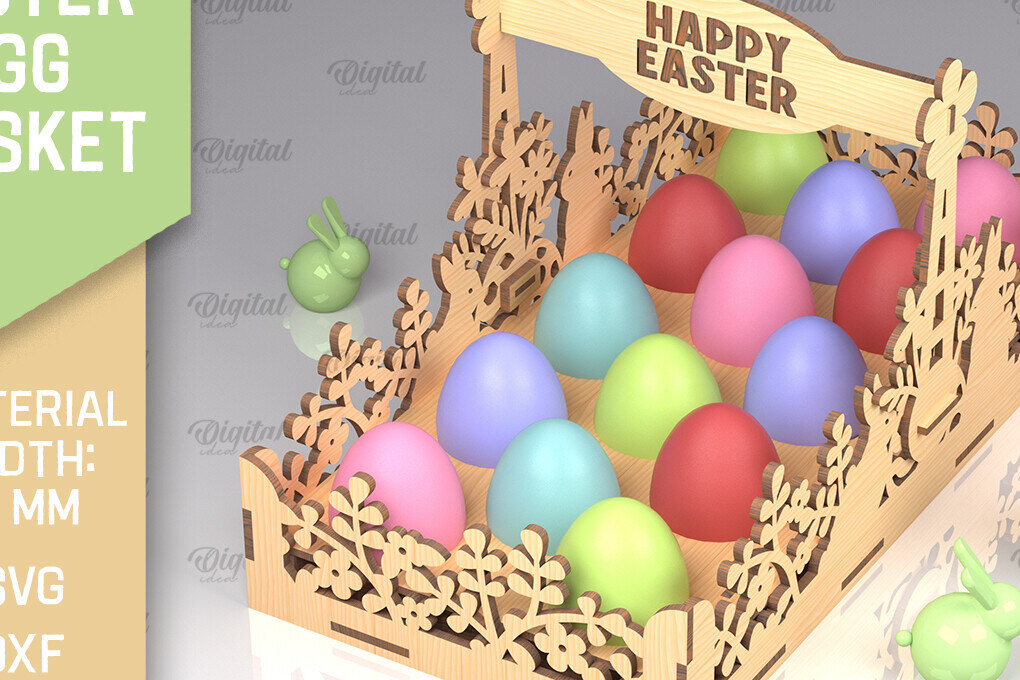 Intra απο ξύλο plywood 3mm-4mm πάχος - Λέιζερ Πασχαλινό Καλάθι Αυγών. Αυγοθήκη  Δίασταση 15x15 cm INTRAFABR-90265481