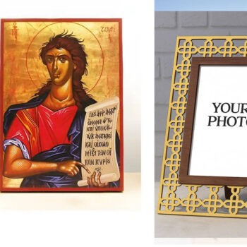 Εικόνα Ορθοδοξίας Πολυτελείας  με  σχεδιο Σταυρούς μαζι με  Βάση σε  8 χρώματα με περίγραμμα χρυσό σε ξύλο Plywood (Πλακάζ)   με  βάση Άγιος Προφήτης Ζαχαρίας, Ξύλινη Χειροποίητη Εικόνα Ελληνικού Premium Βυζαντινού Στυλ Κρεμαστή σε ξύλινη πλάκα Θρησκευτικό θέμα Χειροποίητη Ελληνορθόδοξη εικόνα του Ιησού Χριστού, Κρεμαστή πλάκα βυζαντινής τέχνης, χριστιανική τέχνη Διάσταση 15x11 cm (5,9 x 4,3 ίντσες)  INTRAEK3kadro3211-610864 - Image 1