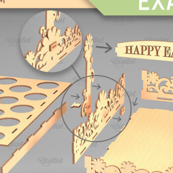 Intra απο ξύλο plywood 3mm-4mm πάχος - Λέιζερ Πασχαλινό Καλάθι Αυγών. Αυγοθήκη  Δίασταση 15x15 cm INTRAFABR-90265481 - Image 2