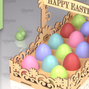 Intra απο ξύλο plywood 3mm-4mm πάχος - Λέιζερ Πασχαλινό Καλάθι Αυγών. Αυγοθήκη  Δίασταση 15x15 cm INTRAFABR-90265133