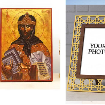 Εικόνα Ορθοδοξίας Πολυτελείας με σχεδιο Σταυρούς μαζι με Βάση σε 8 χρώματα με περίγραμμα χρυσό σε ξύλο Plywood (Πλακάζ) με βάση Άγιος Προφήτης Μωυσής, Ξύλινη Χειροποίητη Εικόνα Ελληνικού Premium Βυζαντινού Στυλ Κρεμασμένο σε ξύλινη πλάκα Θρησκευτικό θέμα Χειροποίητη Ελληνορθόδοξη εικόνα του Ιησού Χριστού, Κρεμαστή πλάκα βυζαντινής τέχνης, χριστιανική τέχνη Διάσταση 10x7 cm (3,9 x 2,8 ίντσες) INTRAEK3kadro3211-10862 - Image 1