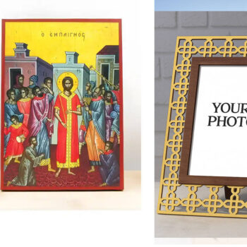 Εικόνα Ορθοδοξίας Πολυτελείας  με  σχεδιο Σταυρούς μαζι με  Βάση σε  8 χρώματα με περίγραμμα χρυσό σε ξύλο Plywood (Πλακάζ)   με  βάση Η κοροϊδία του Ιησού Χριστού, Ξύλινη Χειροποίητη Εικόνα Ελληνικού Premium Βυζαντινού Στυλ Κρεμασμένο σε ξύλινη πλάκα Ορθόδοξο Θρησκευτικό Θέμα Χειροποίητη Ελληνορθόδοξη εικόνα του Ιησού Χριστού, Κρεμαστή πλάκα βυζαντινής τέχνης, χριστιανική τέχνη Διάσταση 15x11 cm (5,9 x 4,3 ίντσες)  INTRAEK3kadro3211-610857 - Image 1