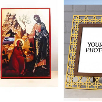 Εικόνα Ορθοδοξίας Πολυτελείας  με  σχεδιο Σταυρούς μαζι με  Βάση σε  8 χρώματα με περίγραμμα χρυσό σε ξύλο Plywood (Πλακάζ)   με  βάση Ο Ιησούς Χριστός εμφανίζεται στη Μαρία Μαγδαληνή, Ξύλινη Χειροποίητη Εικόνα Ελληνικού Βυζαντινού Στυλ τοίχου Κρεμασμένη σε ξύλινη πλάκα Θρησκευτικό θέμα Χειροποίητη Ελληνορθόδοξη εικόνα του Ιησού Χριστού, Κρεμαστή πλάκα βυζαντινής τέχνης, χριστιανική τέχνη Διάσταση 10x7 cm (3,9 x 2,8 ίντσες)  INTRAEK3kadro3211-10855 - Image 1