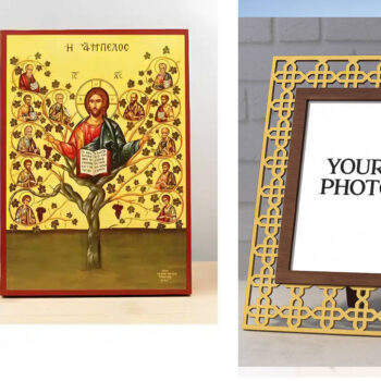 Εικόνα Ορθοδοξίας Πολυτελείας  με  σχεδιο Σταυρούς μαζι με  Βάση σε  8 χρώματα με περίγραμμα χρυσό σε ξύλο Plywood (Πλακάζ)   με  βάση Ο Ιησούς Χριστός με τους Αποστόλους στην Άμπελο "Άμπελος", Ξύλινη Χειροποίητη Εικόνα Ελληνικής Κορυφαίας Βυζαντινής Στυλ Κρεμαστή σε ξύλινη πλάκα Θρησκευτικό Χειροποίητη Ελληνορθόδοξη εικόνα του Ιησού Χριστού, Κρεμαστή πλάκα βυζαντινής τέχνης, χριστιανική τέχνη Διάσταση 15x11 cm (5,9 x 4,3 ίντσες)  INTRAEK3kadro3211-610834 - Image 1