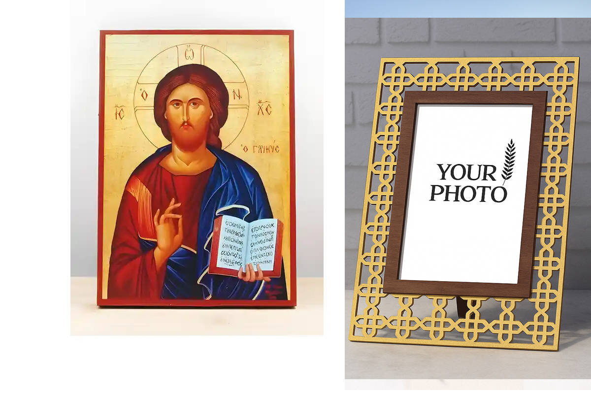 Εικόνα Ορθοδοξίας Πολυτελείας  με  σχεδιο Σταυρούς μαζι με  Βάση σε  8 χρώματα με περίγραμμα χρυσό σε ξύλο Plywood (Πλακάζ)   με  βάση Ευλογία Ιησού Χριστού, Ξύλινη Χειροποίητη Εικόνα Ελληνικού Premium Βυζαντινού Στυλ Κρεμαστή σε ξύλινη πλάκα Θρησκευτικό θέμα Χειροποίητη Ελληνορθόδοξη εικόνα του Ιησού Χριστού, Κρεμαστή πλάκα βυζαντινής τέχνης, χριστιανική τέχνη Διάσταση 15x11 cm (5,9 x 4,3 ίντσες)  INTRAEK3kadro3211-610830