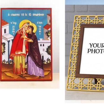 Εικόνα Ορθοδοξίας Πολυτελείας  με  σχεδιο Σταυρούς μαζι με  Βάση σε  8 χρώματα με περίγραμμα χρυσό σε ξύλο Plywood (Πλακάζ)   με  βάση Η σύλληψη του Αγίου Ιωάννη του Βαπτιστή, Ξύλινη Χειροποίητη Εικόνα Ελληνικού Premium Βυζαντινού Στυλ Κρεμασμένο σε ξύλινη πλάκα Θρησκευτικό θέμα Χειροποίητη Ελληνορθόδοξη εικόνα του Ιησού Χριστού, Κρεμαστή πλάκα βυζαντινής τέχνης, χριστιανική τέχνη Διάσταση 10x7 cm (3,9 x 2,8 ίντσες)  INTRAEK3kadro3211-10811 - Image 1