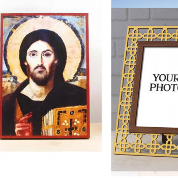 Εικόνα Ορθοδοξίας Πολυτελείας  με  σχεδιο Σταυρούς μαζι με  Βάση σε  8 χρώματα με περίγραμμα χρυσό σε ξύλο Plywood (Πλακάζ)   με  βάση Ιησούς Χριστός του Σίνα, Ξύλινη Χειροποίητη Εικόνα Ελληνικού Premium Βυζαντινού Στυλ Κρεμασμένο σε ξύλινη πλάκα Θρησκευτικό θέμα Χειροποίητη Ελληνορθόδοξη εικόνα του Ιησού Χριστού, Κρεμαστή πλάκα βυζαντινής τέχνης, χριστιανική τέχνη Διάσταση 10x7 cm (3,9 x 2,8 ίντσες)  INTRAEK3kadro3211-10805 - Image 1