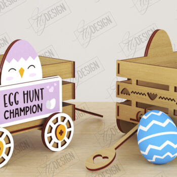 Intra απο ξύλο plywood 3mm-4mm πάχος - Πασχαλινό καρότσι με αυγά | Πασχαλινή Αυγοθήκη |CNC Δίασταση 15x15 cm INTRAFABR-117791014 - Image 1