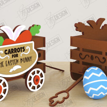 Intra απο ξύλο plywood 3mm-4mm πάχος - Πασχαλινό καρότσι με αυγά | Πασχαλινή Αυγοθήκη |CNC Δίασταση 15x15 cm INTRAFABR-117791018 - Image 1