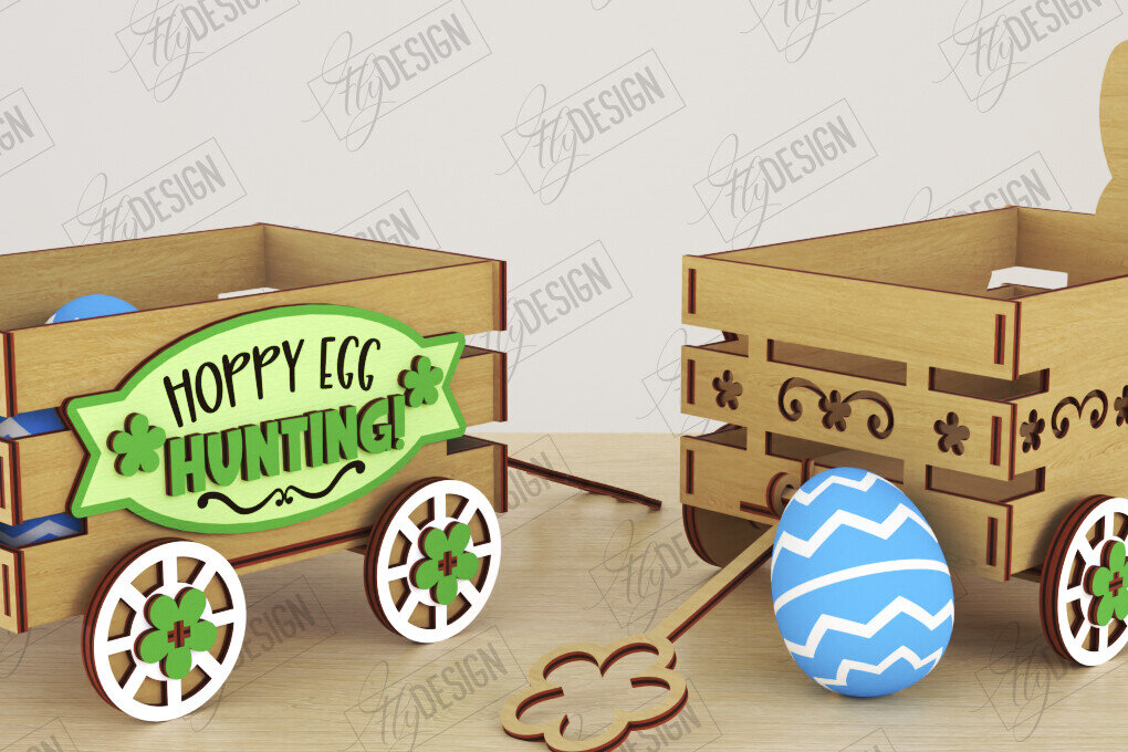 Intra απο ξύλο plywood 3mm-4mm πάχος - Πασχαλινό καρότσι με αυγά | Πασχαλινή Αυγοθήκη |CNC Δίασταση 15x15 cm INTRAFABR-118204760