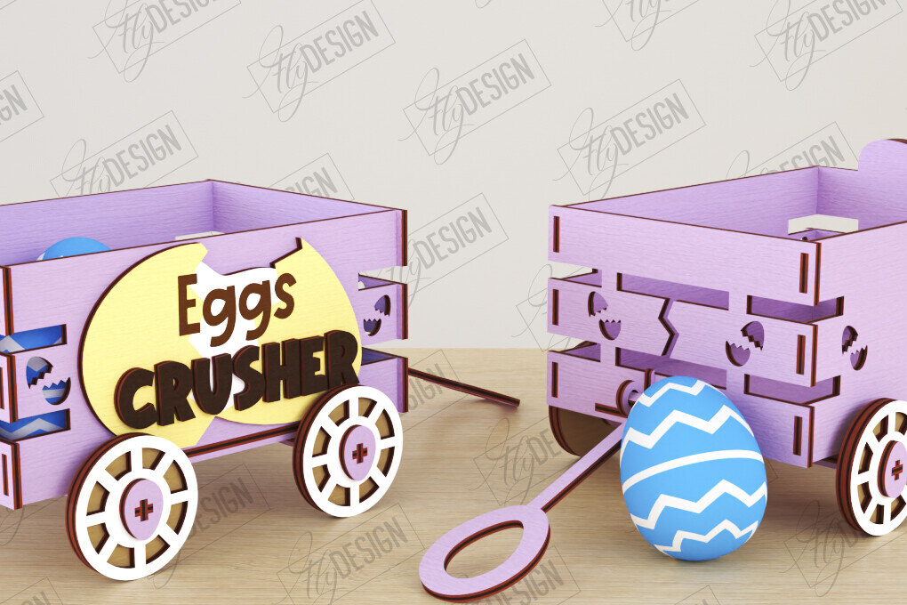 Intra απο ξύλο plywood 3mm-4mm πάχος - Πασχαλινό καρότσι με αυγά | Πασχαλινή Αυγοθήκη |CNC Δίασταση 15x15 cm INTRAFABR-118204763