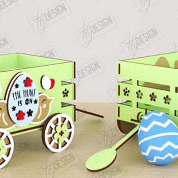 Intra απο ξύλο plywood 3mm-4mm πάχος - Πασχαλινό καρότσι με αυγά | Πασχαλινή Αυγοθήκη |CNC Δίασταση 15x15 cm INTRAFABR-118204771 - Image 1