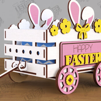 Intra απο ξύλο plywood 3mm-4mm πάχος - Πασχαλινό καρότσι με αυγά | Πασχαλινή Αυγοθήκη |CNC Δίασταση 15x15 cm INTRAFABR-117720387 - Image 1