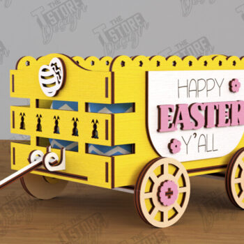 Intra απο ξύλο plywood 3mm-4mm πάχος - Πασχαλινό καρότσι με αυγά | Πασχαλινή Αυγοθήκη |CNC Δίασταση 15x15 cm INTRAFABR-117720392 - Image 1