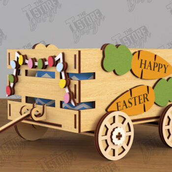 Intra απο ξύλο plywood 3mm-4mm πάχος - Πασχαλινό καρότσι με αυγά | Πασχαλινή Αυγοθήκη |CNC Δίασταση 15x15 cm INTRAFABR-117720405 - Image 1