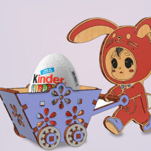 Intra απο ξύλο plywood 3mm-4mm πάχος - Πασχαλινό καλάθι αυγών με λαγουδάκι  Δίασταση 4x4 cm INTRAFABR-115498721