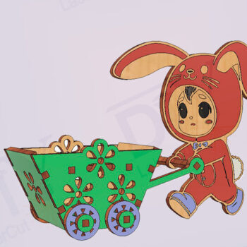 Intra απο ξύλο plywood 3mm-4mm πάχος - Πασχαλινό καλάθι αυγών με λαγουδάκι  Δίασταση 4x4 cm INTRAFABR-115498721 - Image 2