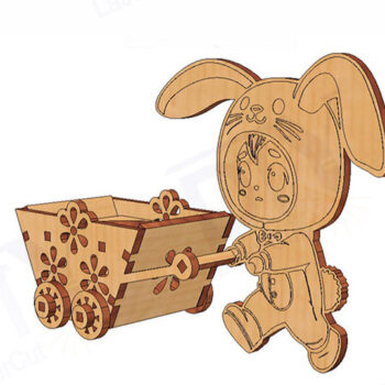 Intra απο ξύλο plywood 3mm-4mm πάχος - Πασχαλινό καλάθι αυγών με λαγουδάκι  Δίασταση 4x4 cm INTRAFABR-115498721 - Image 3