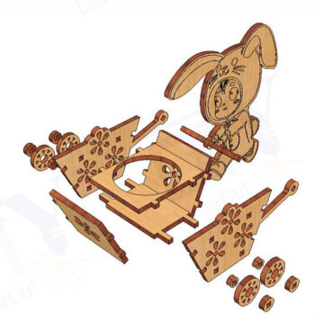 Intra απο ξύλο plywood 3mm-4mm πάχος - Πασχαλινό καλάθι αυγών με λαγουδάκι  Δίασταση 4x4 cm INTRAFABR-115498721 - Image 4