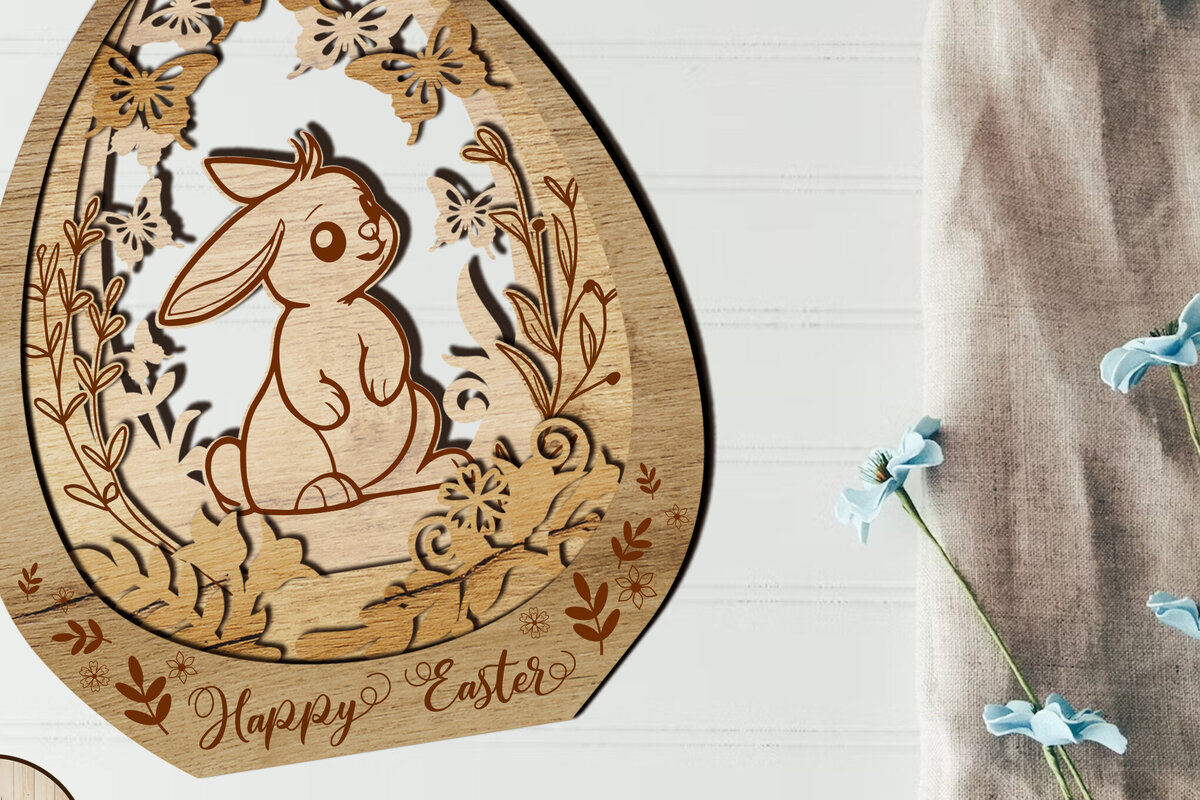 Intra απο ξύλο plywood 3mm-4mm πάχος - Διακοσμητικό στολίδι Πασχαλινό Αυγό, κομμένο  Δίασταση 5x6 cm INTRAFABR-87406562