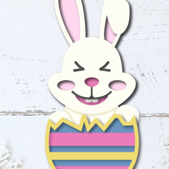 Intra απο ξύλο plywood 3mm-4mm πάχος - Πασχαλινό αυγό Funny Bunny Πολυστρωματική κοπή Δίασταση 15x15 cm INTRAFABR-26386188 - Image 1