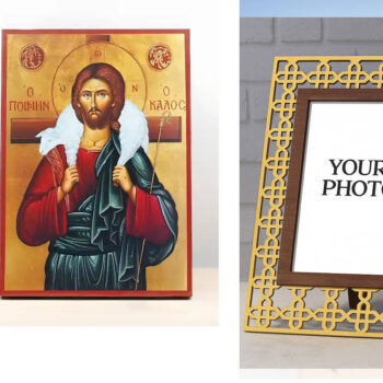 Εικόνα Ορθοδοξίας Πολυτελείας  με  σχεδιο Σταυρούς μαζι με  Βάση σε  8 χρώματα με περίγραμμα χρυσό σε ξύλο Plywood (Πλακάζ)   με  βάση Ιησούς Χριστός ο καλός Ποιμένας, Ξύλινη Χειροποίητη Εικόνα Ελληνικού Premium Βυζαντινού Στυλ Κρεμασμένο σε ξύλινη πλάκα Θρησκευτικό θέμα Χειροποίητη Ελληνορθόδοξη εικόνα του Ιησού Χριστού, Κρεμαστή πλάκα βυζαντινής τέχνης, χριστιανική τέχνη Διάσταση 15x11 cm (5,9 x 4,3 ίντσες)  INTRAEK3kadro3211-611077 - Image 1