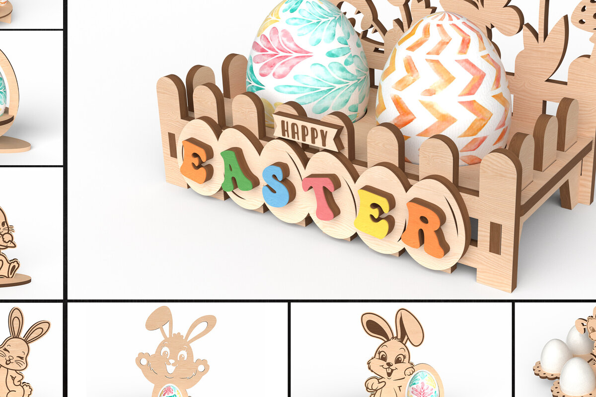 Intra απο ξύλο plywood 3mm-4mm πάχος - Πακέτο θήκης πασχαλινών αυγών  Cut Laser Δίασταση 30x20 cm INTRAFABR-116523211