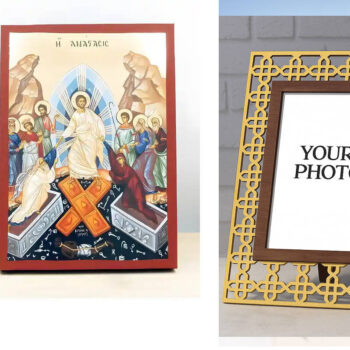 Εικόνα Ορθοδοξίας Πολυτελείας με σχεδιο Σταυρούς μαζι με Βάση σε 8 χρώματα με περίγραμμα χρυσό σε ξύλο Plywood (Πλακάζ) με βάση Ανάσταση του Ιησού Χριστού, Ξύλινη Χειροποίητη Εικόνα με Φύλλο Χρυσού Τοίχου Ελληνικού Premium Βυζαντινού Στυλ Κρεμασμένο σε ξύλινη πλάκα Θρησκευτικό Χειροποίητη Ελληνορθόδοξη εικόνα του Ιησού Χριστού, Κρεμαστή πλάκα βυζαντινής τέχνης, χριστιανική τέχνη Διάσταση 15x11 cm (5,9 x 4,3 ίντσες) INTRAEK3kadro3211-610993 - Image 1