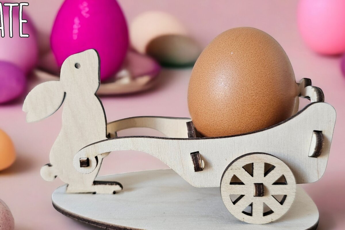 Intra απο ξύλο plywood 3mm-4mm πάχος - Πασχαλινή Αυγοθήκη , Κουνελάκι &amp; Κόκορας Δίασταση 4x4 cm INTRAFABR-116833805