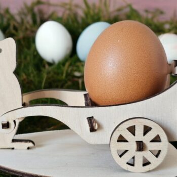 Intra απο ξύλο plywood 3mm-4mm πάχος - Πασχαλινή Αυγοθήκη , Κουνελάκι & Κόκορας Δίασταση 4x4 cm INTRAFABR-116833805 - Image 2