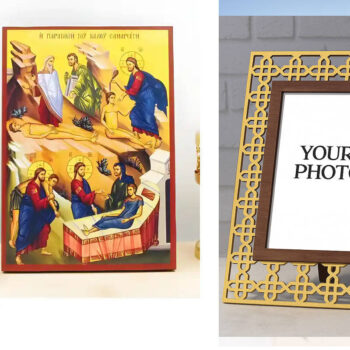 Εικόνα Ορθοδοξίας Πολυτελείας  με  σχεδιο Σταυρούς μαζι με  Βάση σε  8 χρώματα με περίγραμμα χρυσό σε ξύλο Plywood (Πλακάζ)   με  βάση Ιησούς Χριστός Παραβολή του Καλού Σαμαρείτη, Ξύλινη Χειροποίητη Εικόνα Ελληνικού Premium Βυζαντινού Στυλ Κρεμασμένο σε ξύλινη πλάκα Θρησκευτικό θέμα Χειροποίητη Ελληνορθόδοξη εικόνα του Ιησού Χριστού, Κρεμαστή πλάκα βυζαντινής τέχνης, χριστιανική τέχνη Διάσταση 15x11 cm (5,9 x 4,3 ίντσες)  INTRAEK3kadro3211-610965 - Image 1