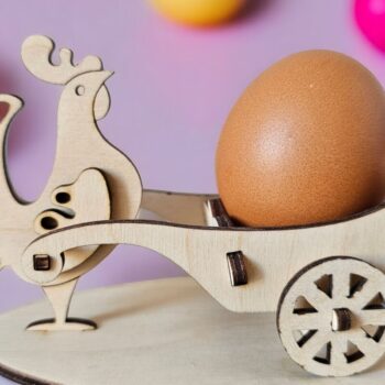 Intra απο ξύλο plywood 3mm-4mm πάχος - Πασχαλινή Αυγοθήκη , Κουνελάκι & Κόκορας Δίασταση 4x4 cm INTRAFABR-116833805 - Image 3