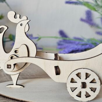 Intra απο ξύλο plywood 3mm-4mm πάχος - Πασχαλινή Αυγοθήκη , Κουνελάκι & Κόκορας Δίασταση 4x4 cm INTRAFABR-116833805 - Image 10