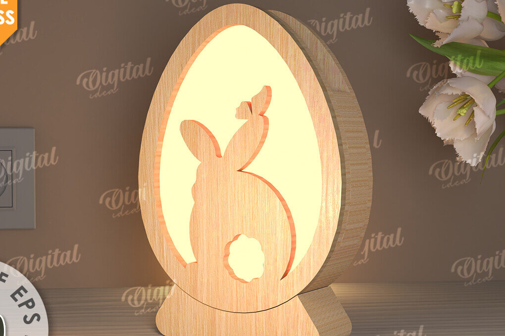 Intra απο ξύλο plywood 3mm-4mm πάχος - Πασχαλινό Φωτιστικό Αυγού LaserCut. Led Nightlight Δίασταση 15x15 cm INTRAFABR-115822706