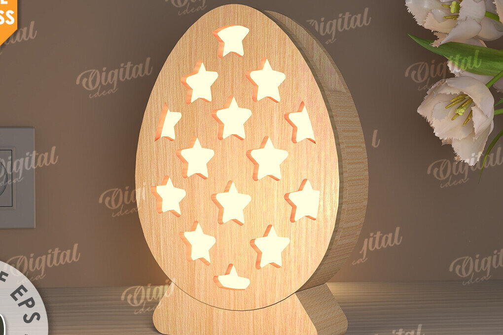 Intra απο ξύλο plywood 3mm-4mm πάχος - Πασχαλινό Φωτιστικό Αυγού LaserCut. Led Nightlight Δίασταση 15x15 cm INTRAFABR-115822964