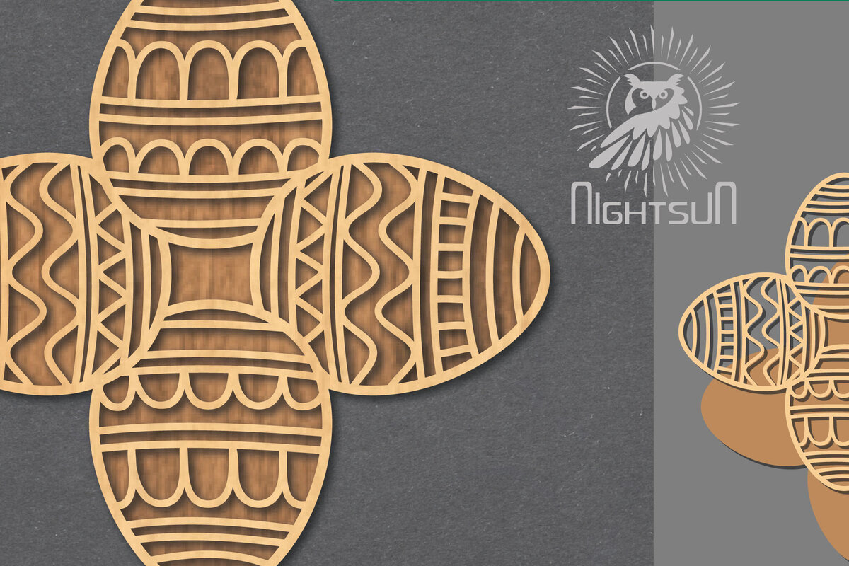 Intra απο ξύλο plywood 3mm-4mm πάχος - Διακόσμηση πασχαλινών αυγών κοπής με λέιζερ 5 Δίασταση 20x20 cm INTRAFABR-118736563