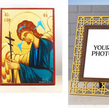 Εικόνα Ορθοδοξίας Πολυτελείας με σχεδιο Σταυρούς μαζι με Βάση σε 8 χρώματα με περίγραμμα χρυσό σε ξύλο Plywood (Πλακάζ) με βάση Άγγελος του Κυρίου, Ξύλινη Χειροποίητη Εικόνα Ελληνικού Premium Βυζαντινού Στυλ Κρεμασμένο σε ξύλινη πλάκα Θρησκευτικό θέμα Χειροποίητη Ελληνορθόδοξη εικόνα του Ιησού Χριστού, Κρεμαστή πλάκα βυζαντινής τέχνης, χριστιανική τέχνη Διάσταση 15x11 cm (5,9 x 4,3 ίντσες) INTRAEK3kadro3211-610848 - Image 1