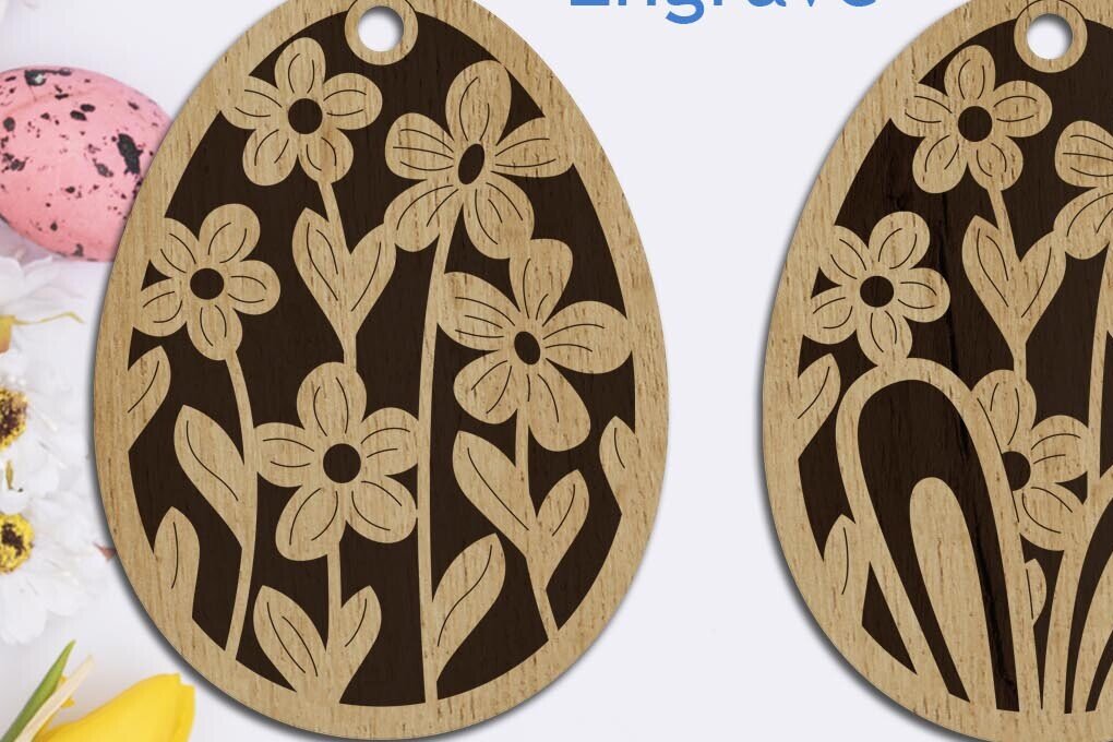 Intra απο ξύλο plywood 3mm-4mm πάχος - Πασχαλινά αυγά κομμένα με λέιζερ, πασχαλινή διακόσμηση Δίασταση 30x20 cm INTRAFABR-89697288