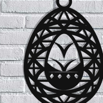 Intra απο ξύλο plywood 3mm-4mm πάχος - Τέχνη τοίχου με λέιζερ πασχαλινό αυγό Δίασταση 40x50 cm INTRAFABR-116486595 - Image 1