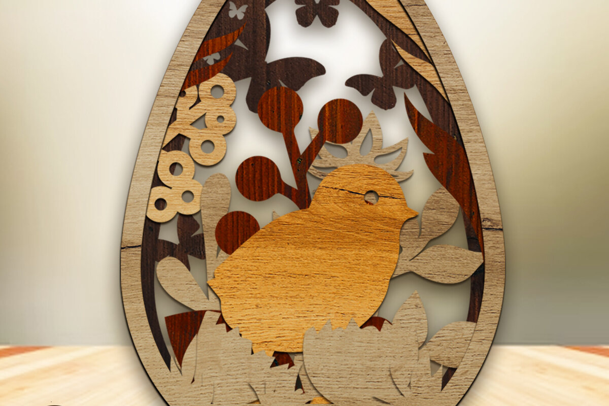 Intra απο ξύλο plywood 3mm-4mm πάχος - Πρότυπο κοπής λέιζερ πολλαπλών στρωμάτων Πασχαλινό αυγό Δίασταση 4x5 cm INTRAFABR-89212297