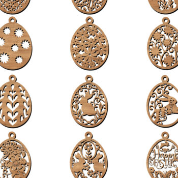 Intra απο ξύλο plywood 3mm-4mm πάχος - Μενταγιόν Πασχαλινών Αυγών  με λέιζερ Δίασταση 4x4 cm INTRAFABR-113753894 - Image 1