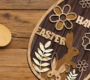 Intra απο ξύλο plywood 3mm-4mm πάχος - Πασχαλινό κουτί σκιάς με λέιζερ Δίασταση 25x25 cm INTRAFABR-88214641