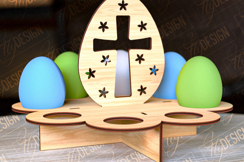 Intra απο ξύλο plywood 3mm-4mm πάχος - Πασχαλινό Αυγοστάσιο | με βάση αυγών Δίασταση 15x15 cm INTRAFABR-91988443