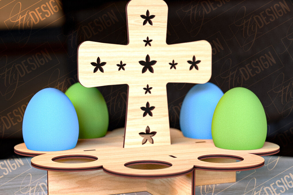 Intra απο ξύλο plywood 3mm-4mm πάχος - Πασχαλινό Αυγοστάσιο | με βάση αυγών Δίασταση 15x15 cm INTRAFABR-91988834