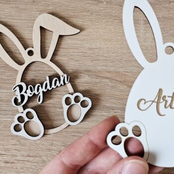 Intra απο ξύλο plywood 3mm-4mm πάχος - Πασχαλινή Ετικέτα Αυγού , Λέιζερ αυτιών λαγουδάκι Δίασταση 4x4 cm INTRAFABR-118093453 - Image 2