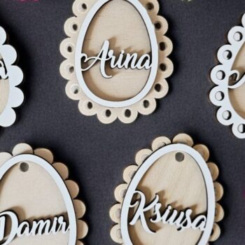 Intra απο ξύλο plywood 3mm-4mm πάχος - Πασχαλινό Αυγό Tag , Αυγό ψητό Δίασταση 4x4 cm INTRAFABR-118091902 - Image 1