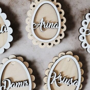 Intra απο ξύλο plywood 3mm-4mm πάχος - Πασχαλινό Αυγό Tag , Αυγό ψητό Δίασταση 4x4 cm INTRAFABR-118091902 - Image 2