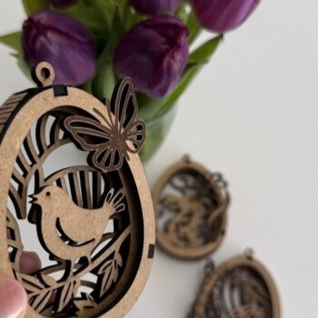 Intra απο ξύλο plywood 3mm-4mm πάχος - Πασχαλινό αυγό με πουλί Δίασταση 5x3 cm INTRAFABR-119143748 - Image 1