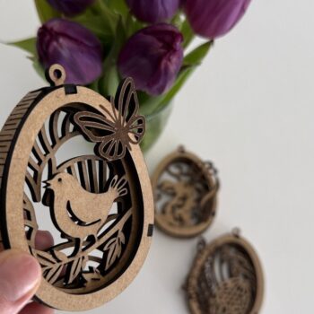 Intra απο ξύλο plywood 3mm-4mm πάχος - Πασχαλινό αυγό με πουλί Δίασταση 5x3 cm INTRAFABR-119143748 - Image 3